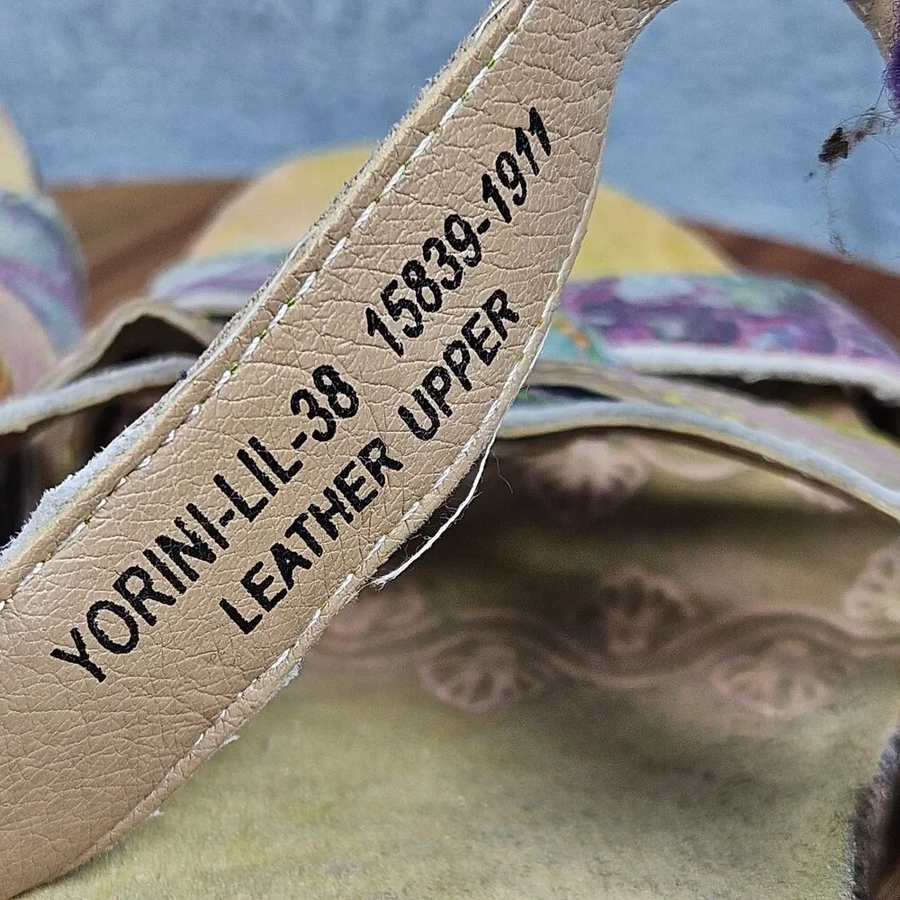 L'artiste Spring Step Yorini Multicolor Leather Wedge Sandals Womens 38 US 7.5 8